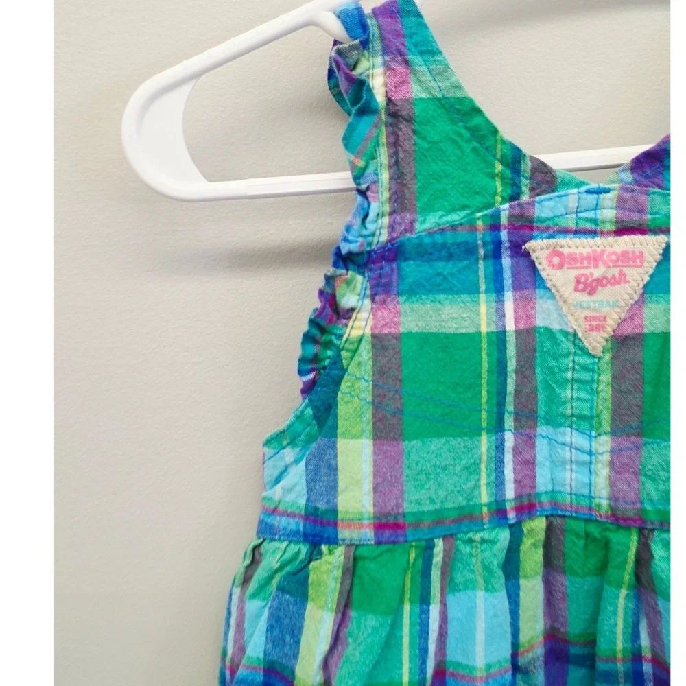 OshKosh B'gosh Baby Girls 6M Plaid Ruffle Jumper Dress